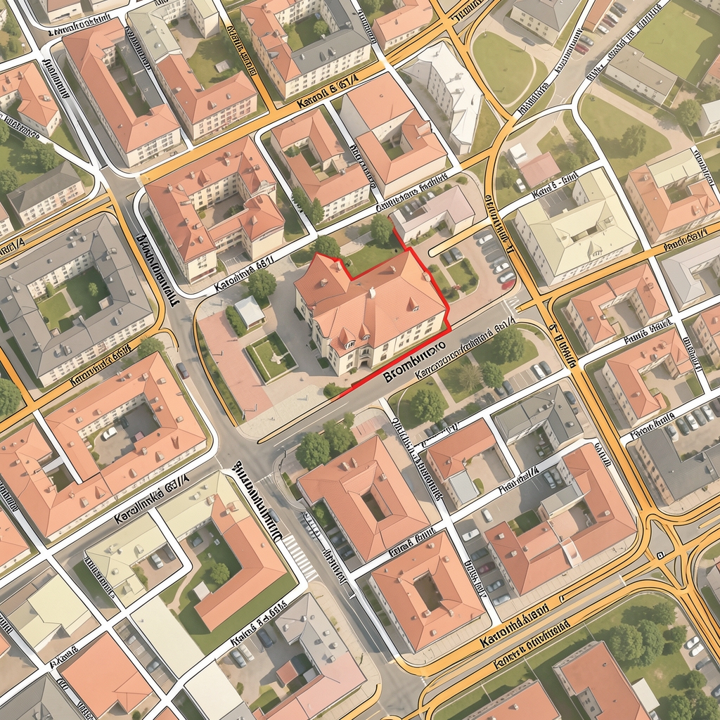 Mapa lokality Karolinská 661/4, Praha 8 - Karlín s vyznačením sídla provozovatele platformy Brombunoro